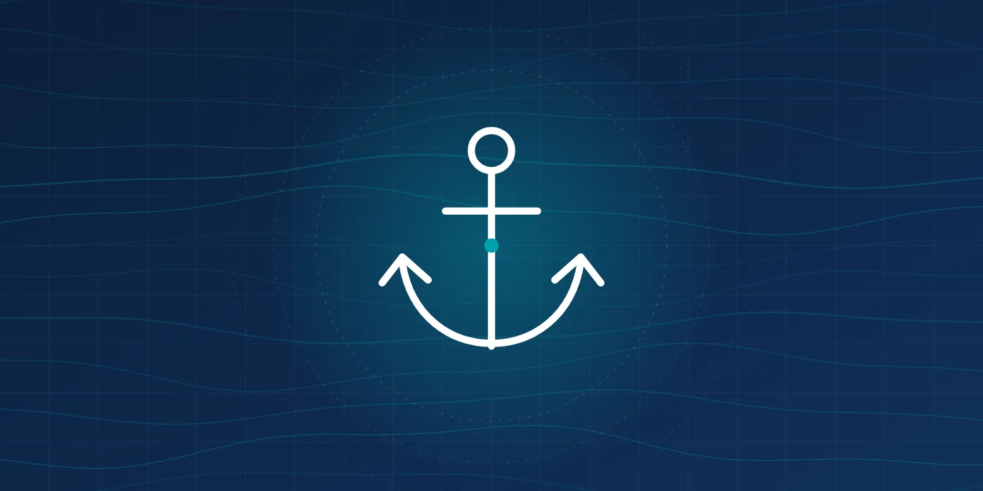 An anchor on a nautical chart.