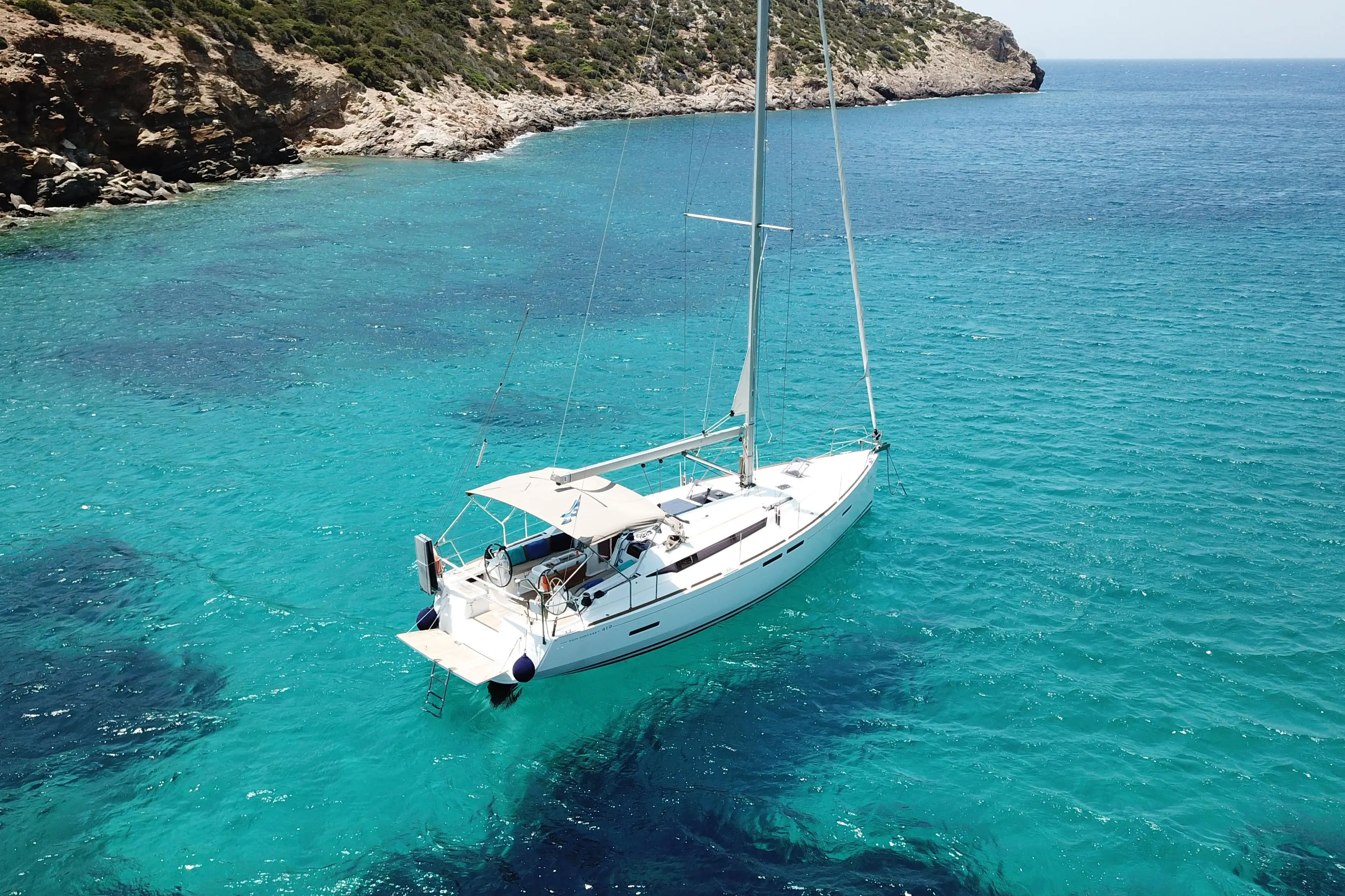 Mediterranean sailing yacht at anchor